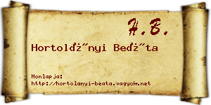 Hortolányi Beáta névjegykártya